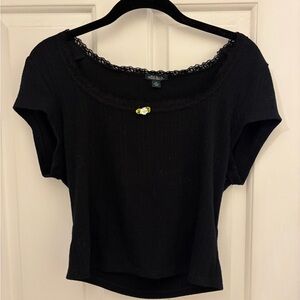 Black Lace Trim Top